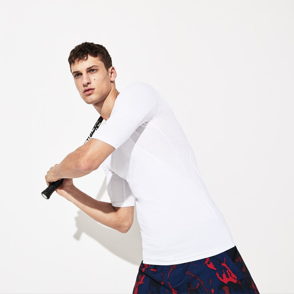 Mens   SPORT Novak Djokovic Ultra Dry Stretch Jersey T-shirt | Lacoste White • 800