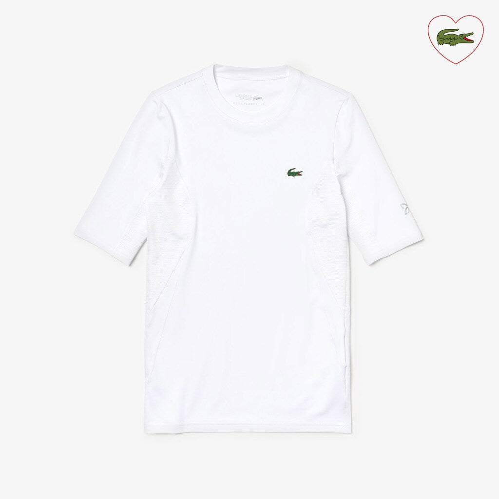 Mens   SPORT Novak Djokovic Ultra Dry Stretch Jersey T-shirt | Lacoste White • 800