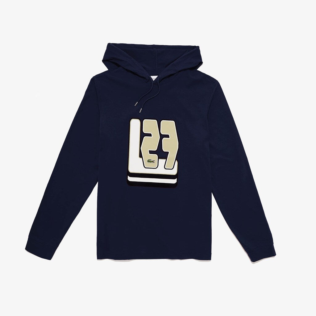 Mens   Retro L27 Logo Hooded Sweatshirt | Lacoste Navy Blue • 166