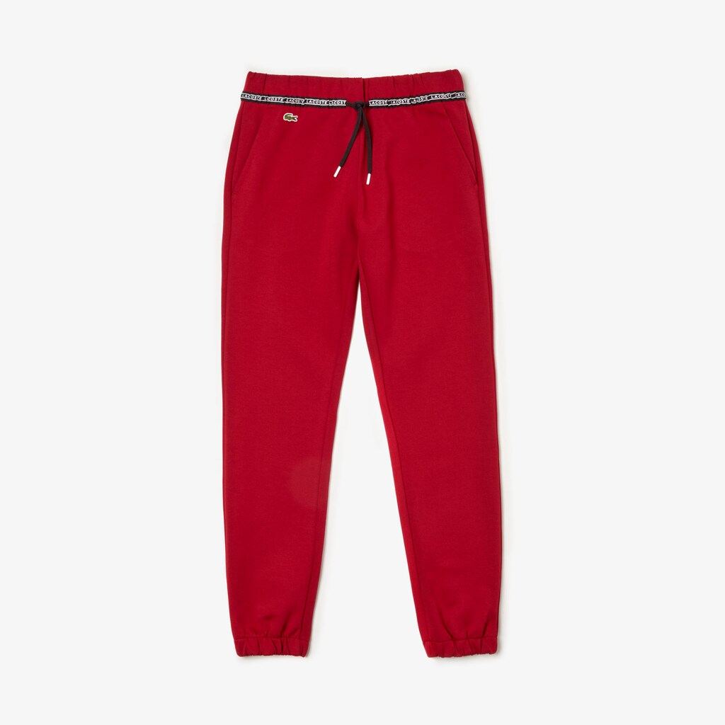 Womens Wo  SPORT Signature Waistband Fleece Sweatpants | Lacoste Bordeaux / Black / White • Llu