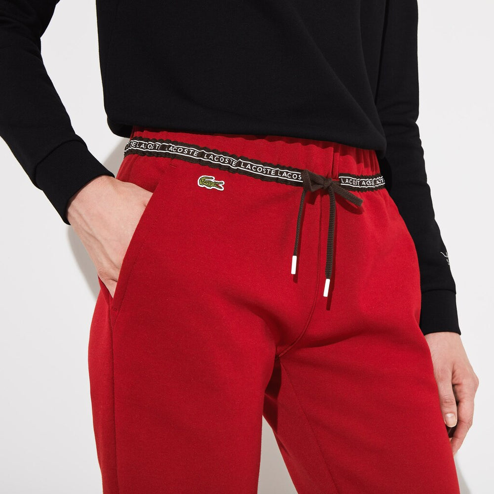 Womens Wo  SPORT Signature Waistband Fleece Sweatpants | Lacoste Bordeaux / Black / White • Llu