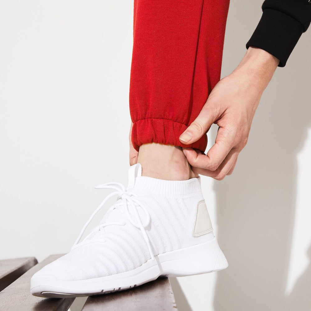 Womens Wo  SPORT Signature Waistband Fleece Sweatpants | Lacoste Bordeaux / Black / White • Llu