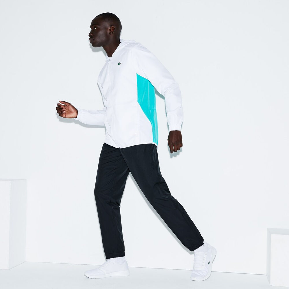 Mens   SPORT Colorblock Taffeta Tennis Tracksuit | Lacoste White / Green / Black • Cl5