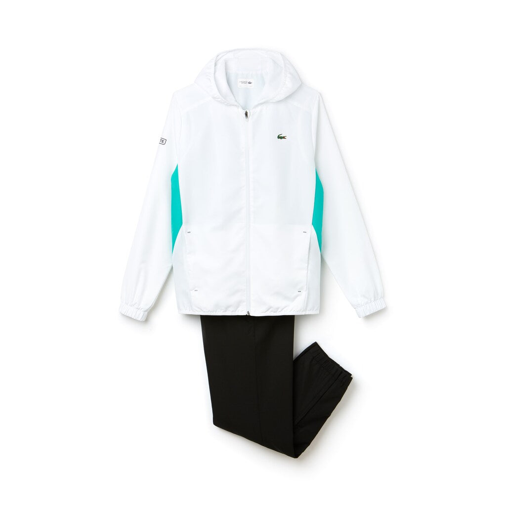 Mens   SPORT Colorblock Taffeta Tennis Tracksuit | Lacoste White / Green / Black • Cl5