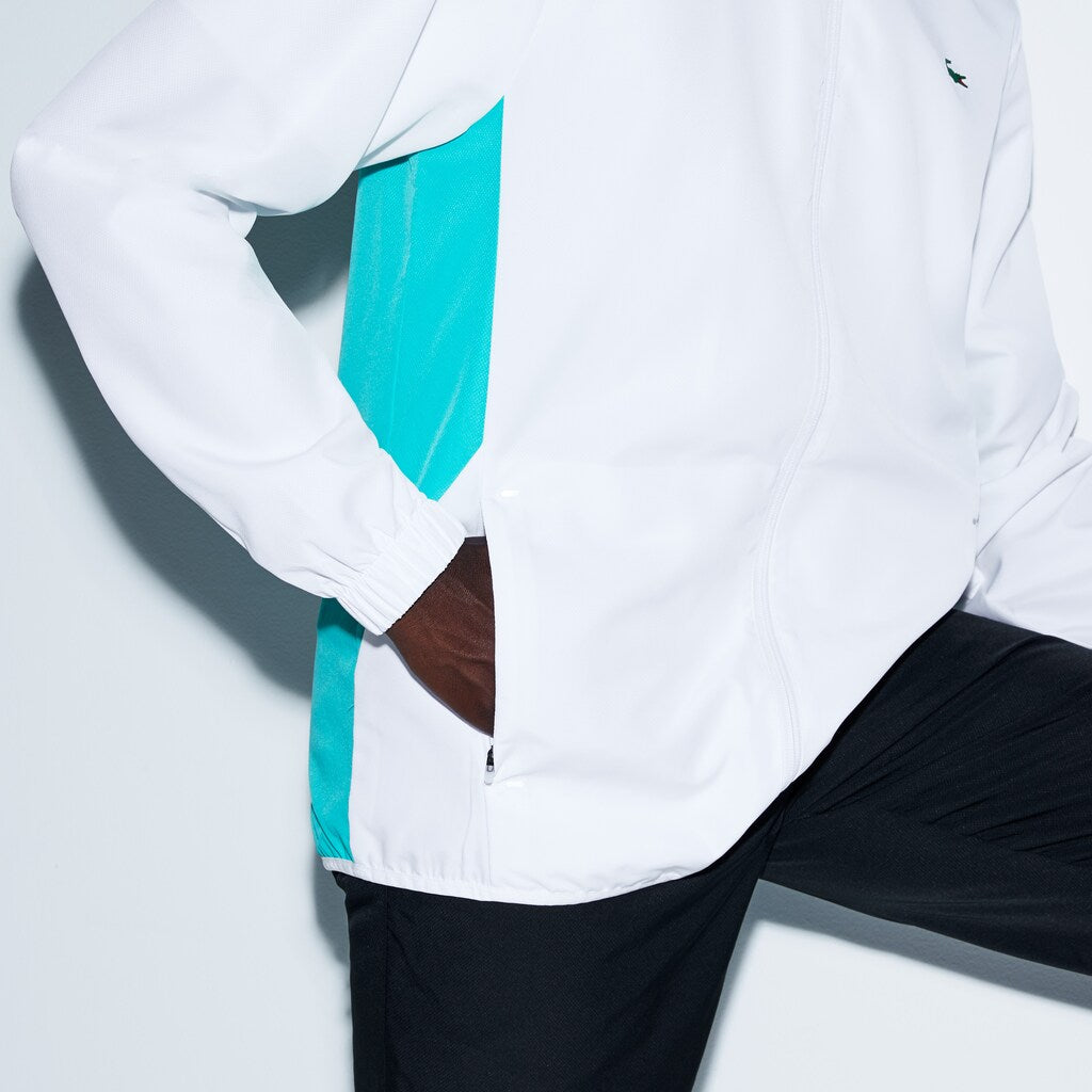 Mens   SPORT Colorblock Taffeta Tennis Tracksuit | Lacoste White / Green / Black • Cl5