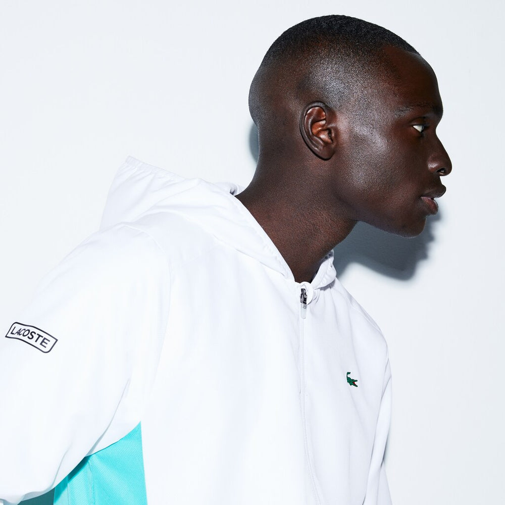 Mens   SPORT Colorblock Taffeta Tennis Tracksuit | Lacoste White / Green / Black • Cl5