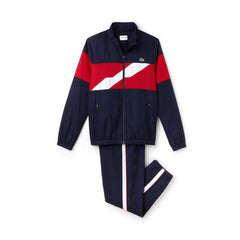 Mens   SPORT Colored Bands Taffeta Tennis Tracksuit | Lacoste Navy Blue / Red / White • Kqn