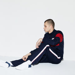 Mens   SPORT Colored Bands Taffeta Tennis Tracksuit | Lacoste Navy Blue / Red / White • Kqn