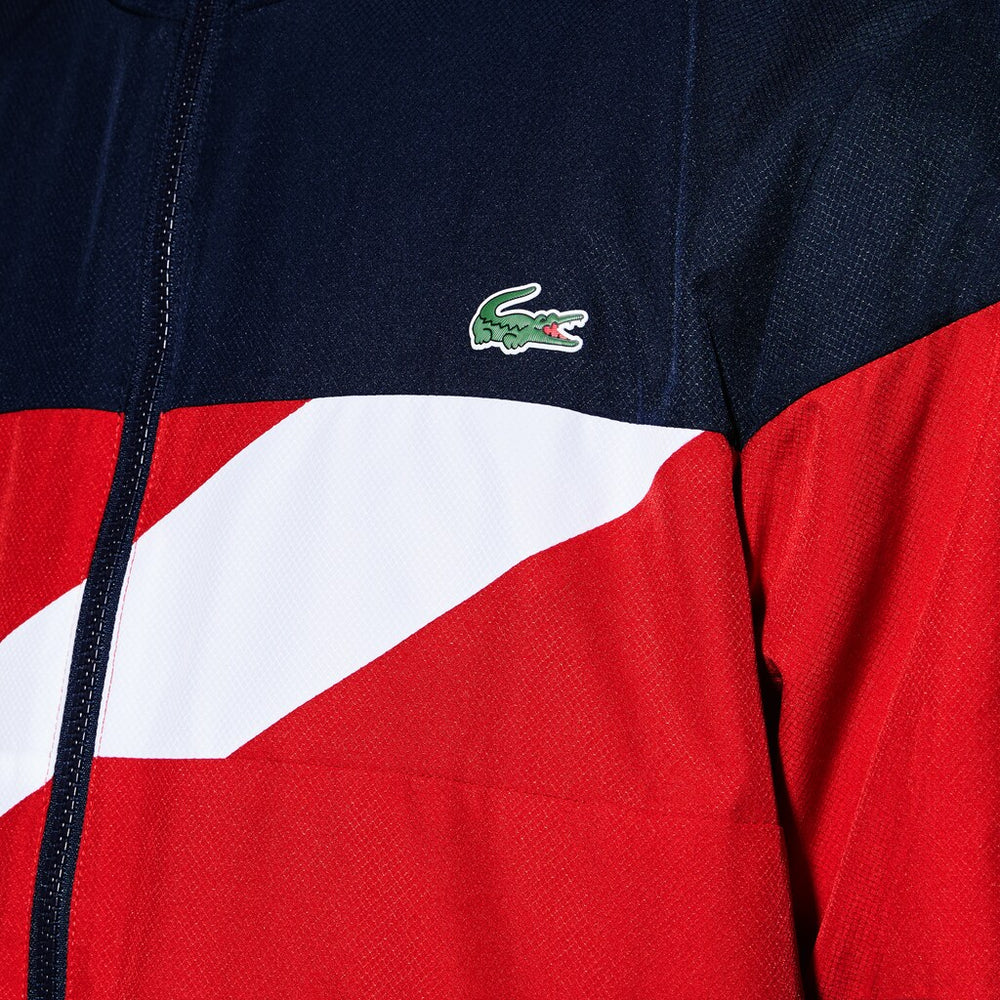 Mens   SPORT Colored Bands Taffeta Tennis Tracksuit | Lacoste Navy Blue / Red / White • Kqn