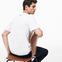 Mens   Crew Neck Rubber Lettering Soft Jersey T-shirt | Lacoste White • 001