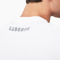 Mens   Crew Neck Rubber Lettering Soft Jersey T-shirt | Lacoste White • 001