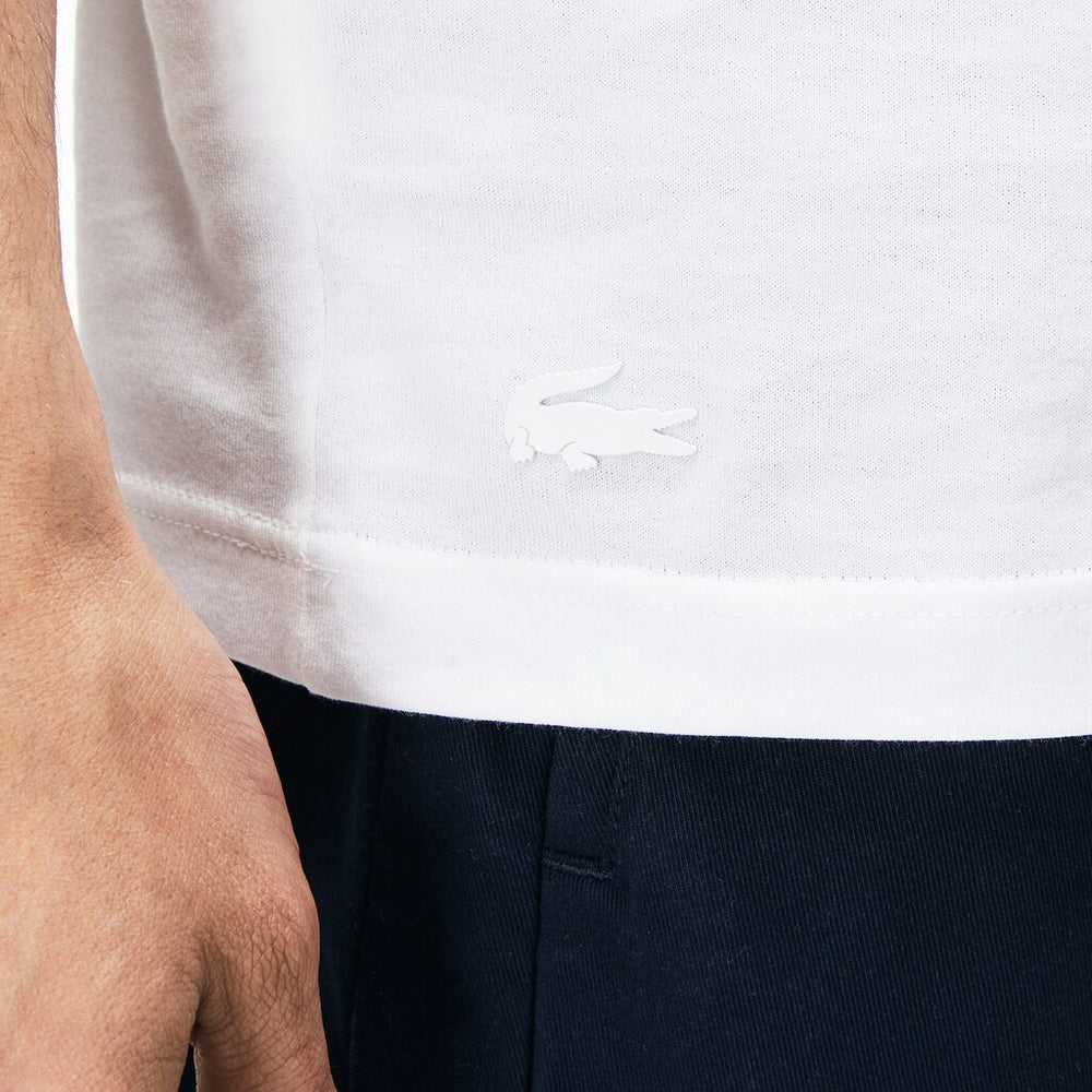 Mens   Crew Neck Rubber Lettering Soft Jersey T-shirt | Lacoste White • 001