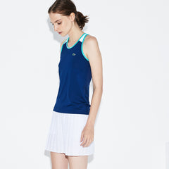 Womens Wo  SPORT Stretch Jersey Racerback Tennis Tank Top | Lacoste Navy Blue / White / Green • Ezr