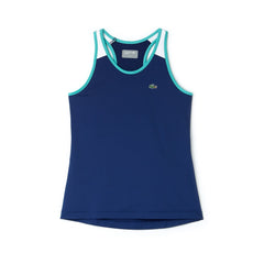 Womens Wo  SPORT Stretch Jersey Racerback Tennis Tank Top | Lacoste Navy Blue / White / Green • Ezr