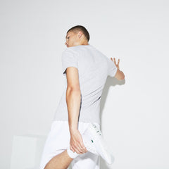 Mens   SPORT Crew Neck Ultra Dry T-shirt | Lacoste Grey Chine / Black • Y5J