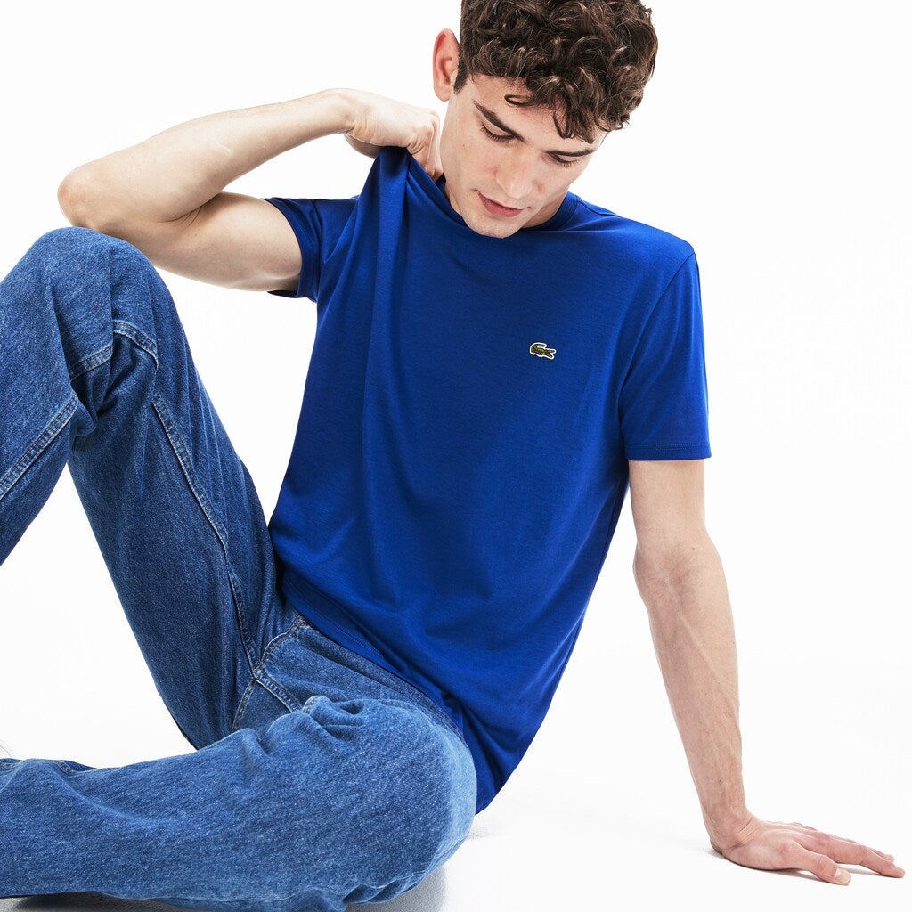 Mens   Crew Neck Pima Cotton T-Shirt | Lacoste Blue • Z7Z