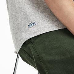 Mens   Crew Neck Oversized Badge Cotton Jersey T-Shirt | Lacoste Grey • Esv