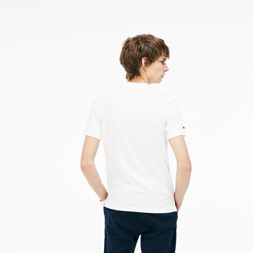 Mens   Crew Neck 3D Lettering Cotton Jersey T-shirt | Lacoste White • 70V