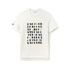 Mens   Crew Neck 3D Lettering Cotton Jersey T-shirt | Lacoste White • 70V