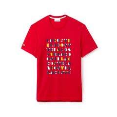 Mens   Crew Neck 3D Lettering Cotton Jersey T-shirt | Lacoste Red • Dpe