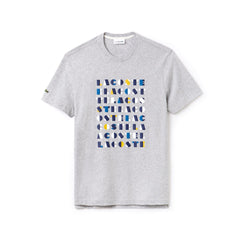 Mens   Crew Neck 3D Lettering Cotton Jersey T-shirt | Lacoste Grey • Esv