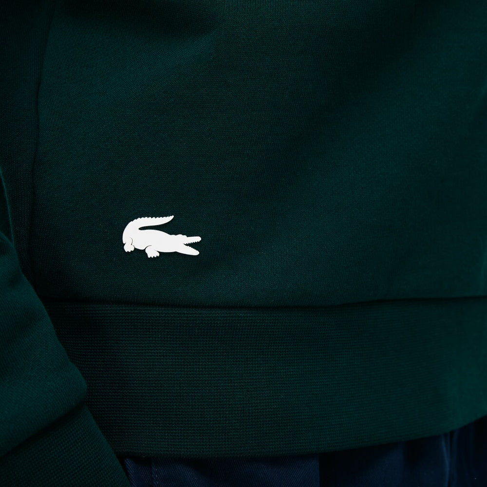Mens   Crew Neck Print Fleece Sweatshirt | Lacoste Green / White • K5E