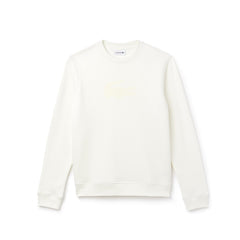 Mens   Crew Neck Felt Crocodile Fleece Sweatshirt | Lacoste White • 70V