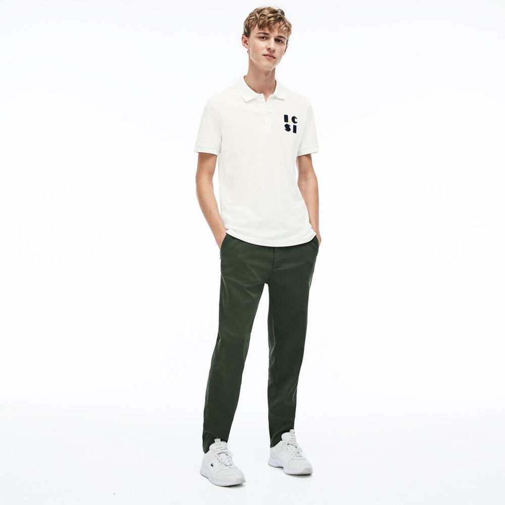 Mens   Regular Fit LCST Lettering Petit Piqué Polo | Lacoste White • 70V