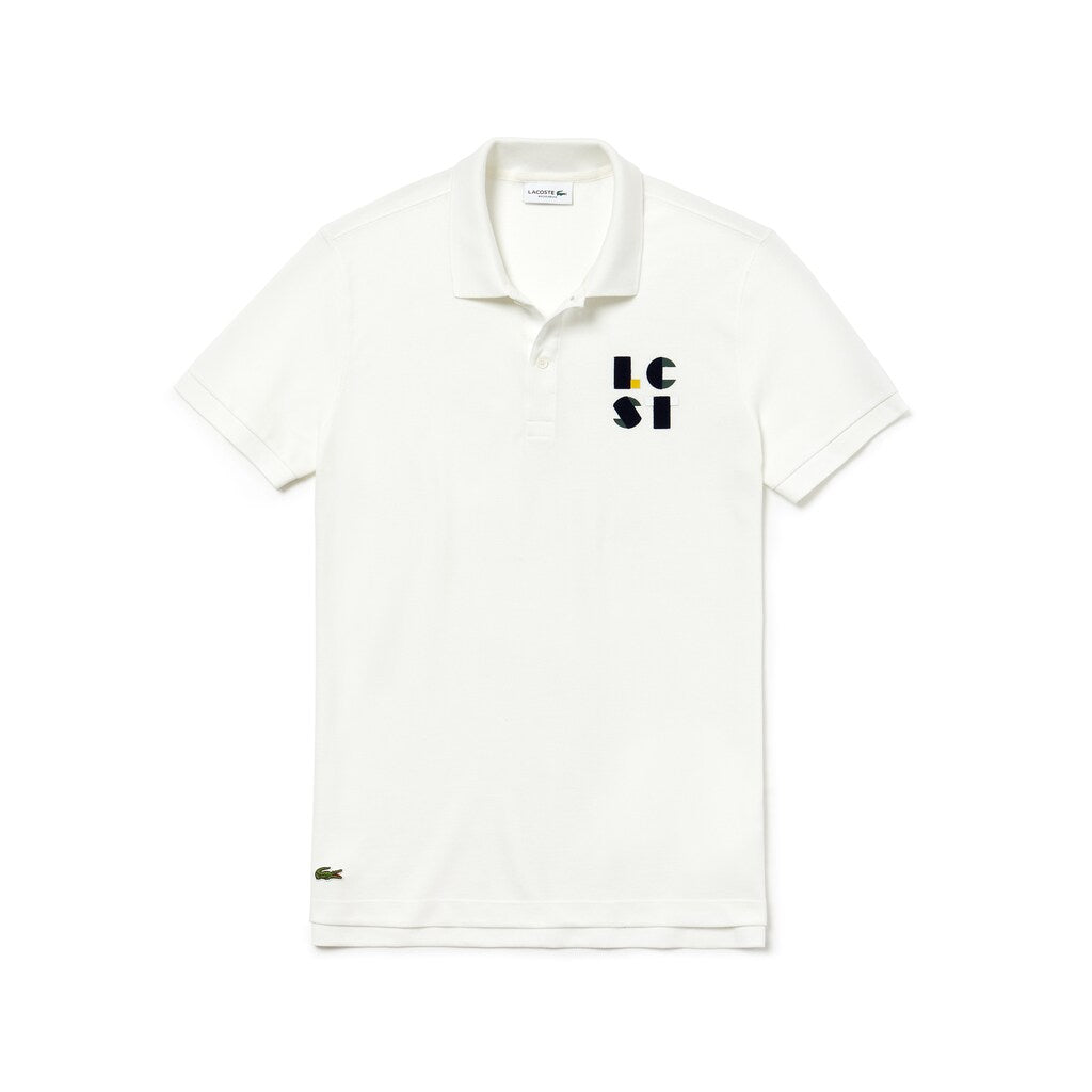 Mens   Regular Fit LCST Lettering Petit Piqué Polo | Lacoste White • 70V