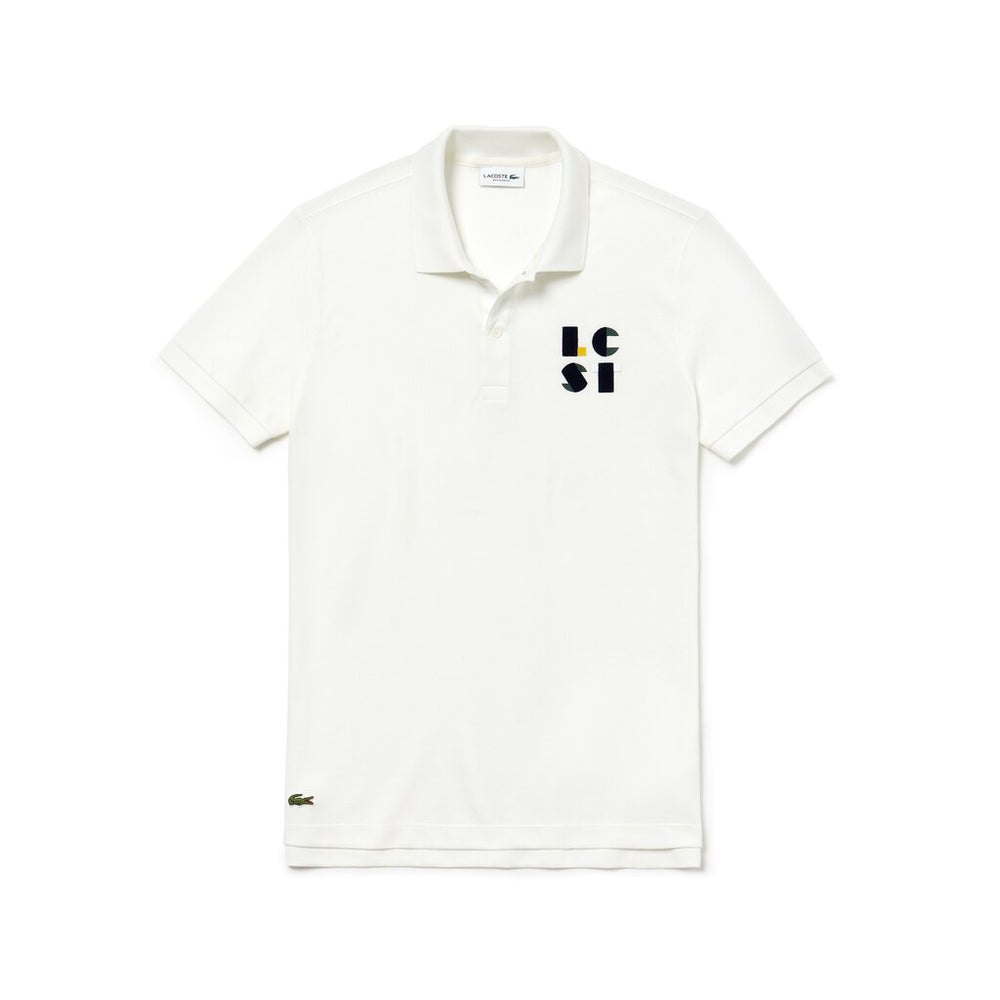 Mens   Regular Fit LCST Lettering Petit Piqué Polo | Lacoste White • 70V