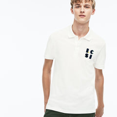 Mens   Regular Fit LCST Lettering Petit Piqué Polo | Lacoste White • 70V