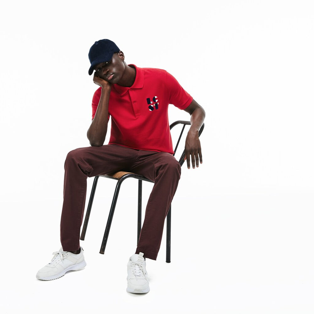 Mens   Regular Fit LCST Lettering Petit Piqué Polo | Lacoste Red • Dpe