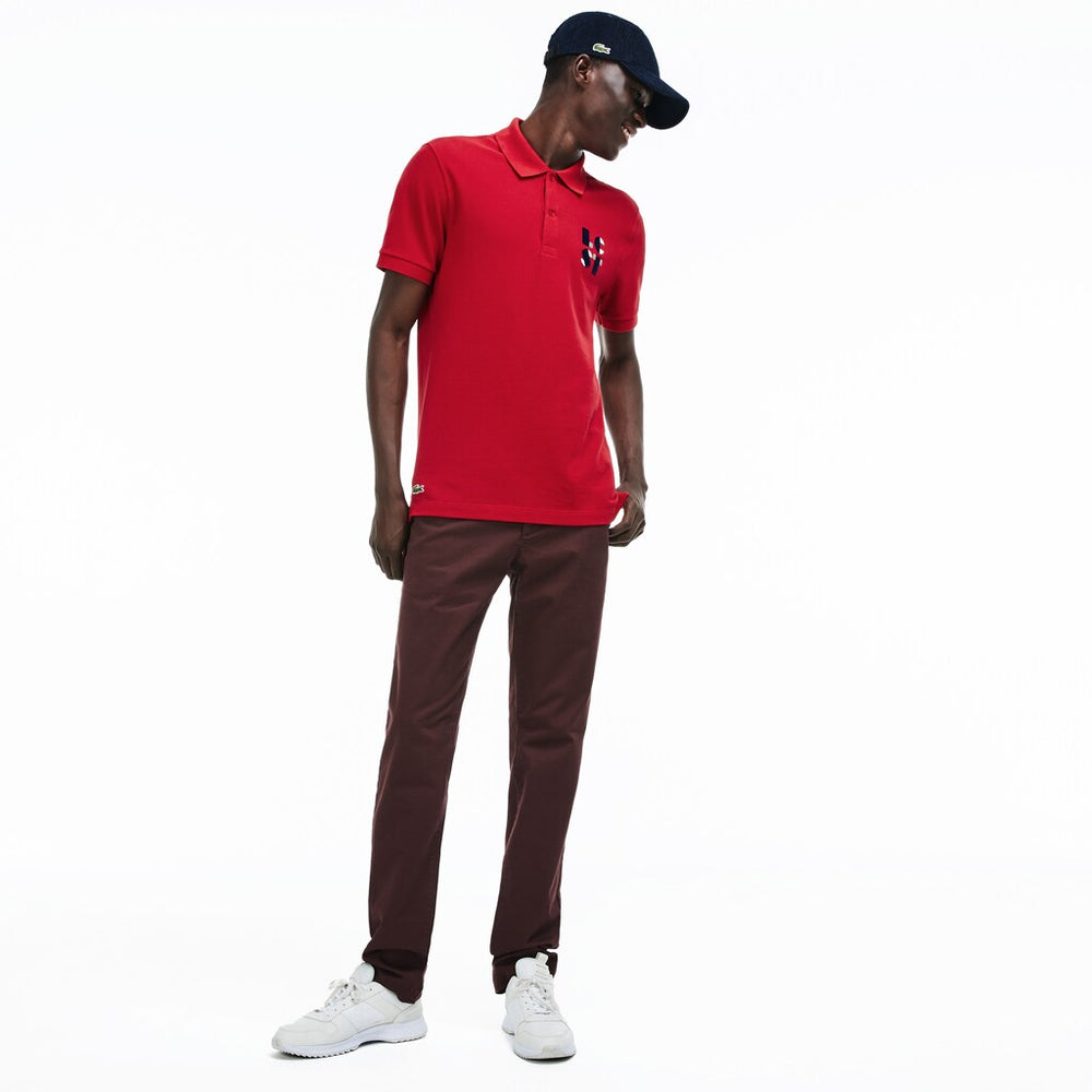 Mens   Regular Fit LCST Lettering Petit Piqué Polo | Lacoste Red • Dpe