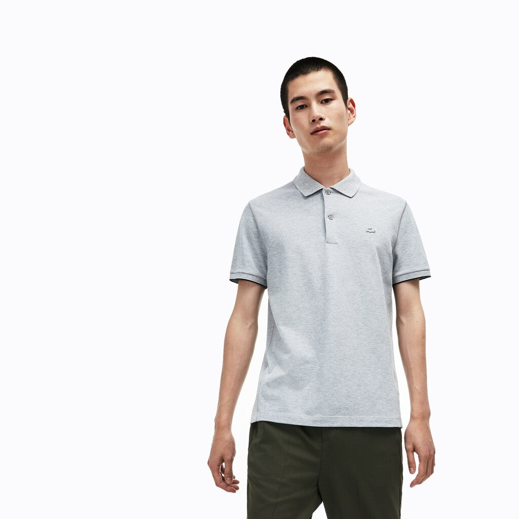 Mens   Motion Regular Fit Technical Petit Piqué Polo | Lacoste Grey / Navy Blue / Red • Dsq