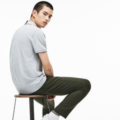 Mens   Motion Regular Fit Technical Petit Piqué Polo | Lacoste Grey / Navy Blue / Red • Dsq