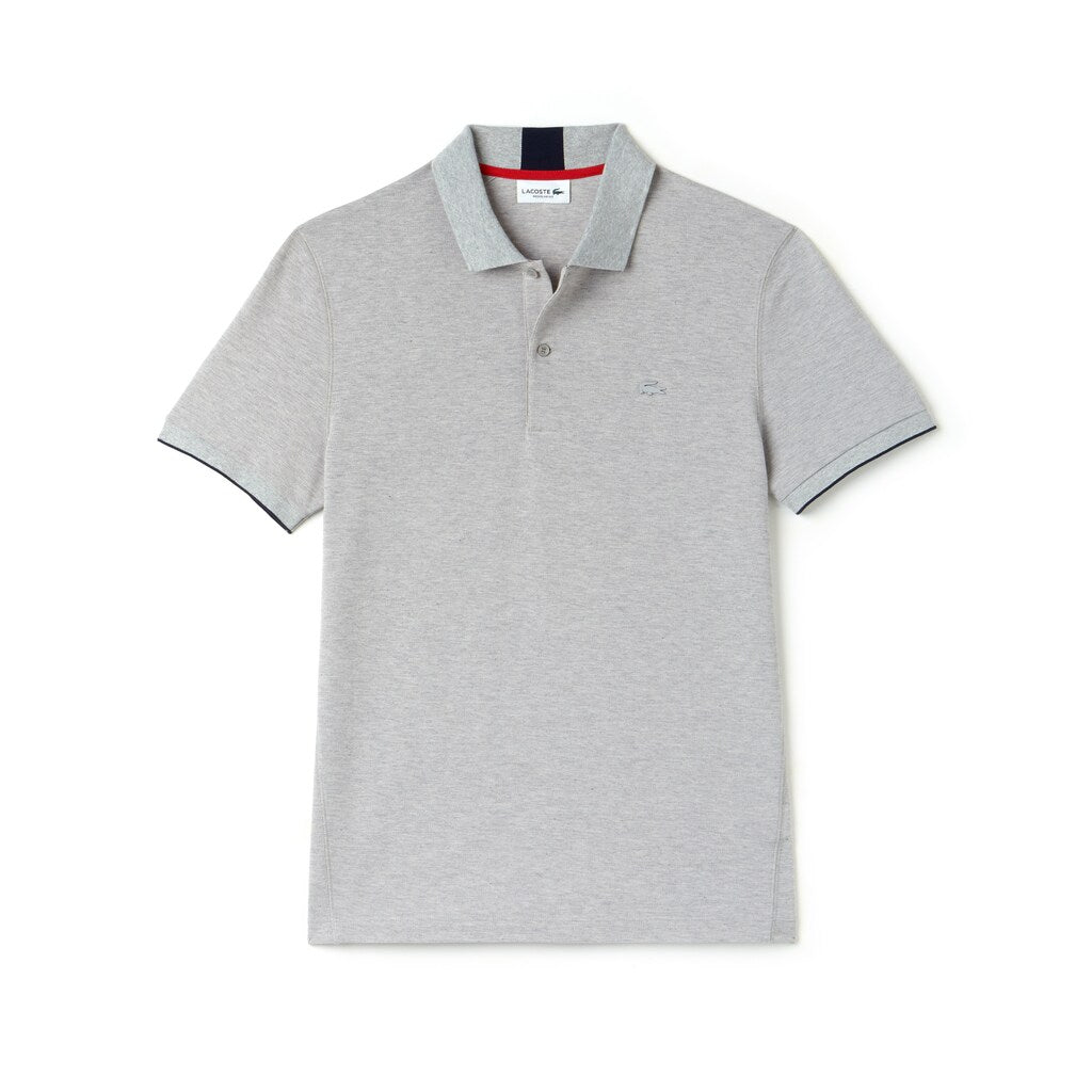 Mens   Motion Regular Fit Technical Petit Piqué Polo | Lacoste Grey / Navy Blue / Red • Dsq