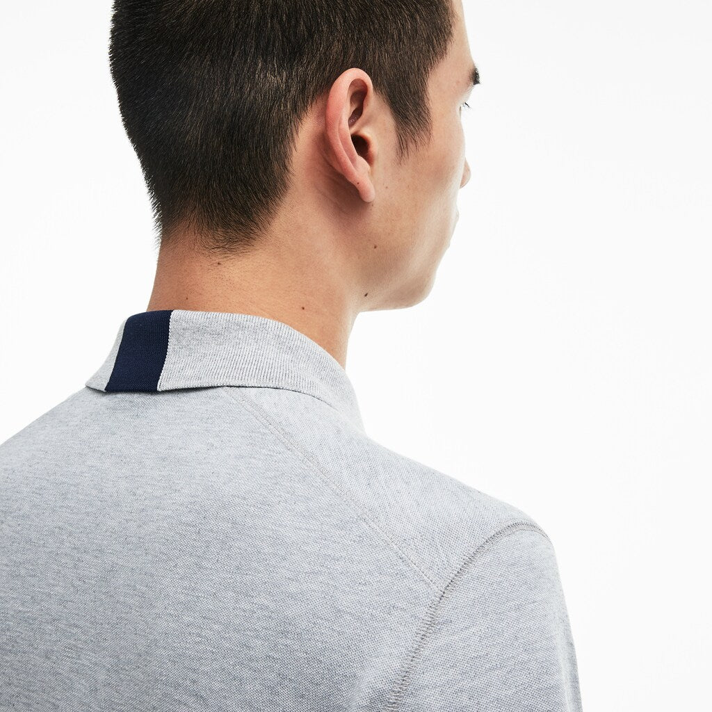 Mens   Motion Regular Fit Technical Petit Piqué Polo | Lacoste Grey / Navy Blue / Red • Dsq