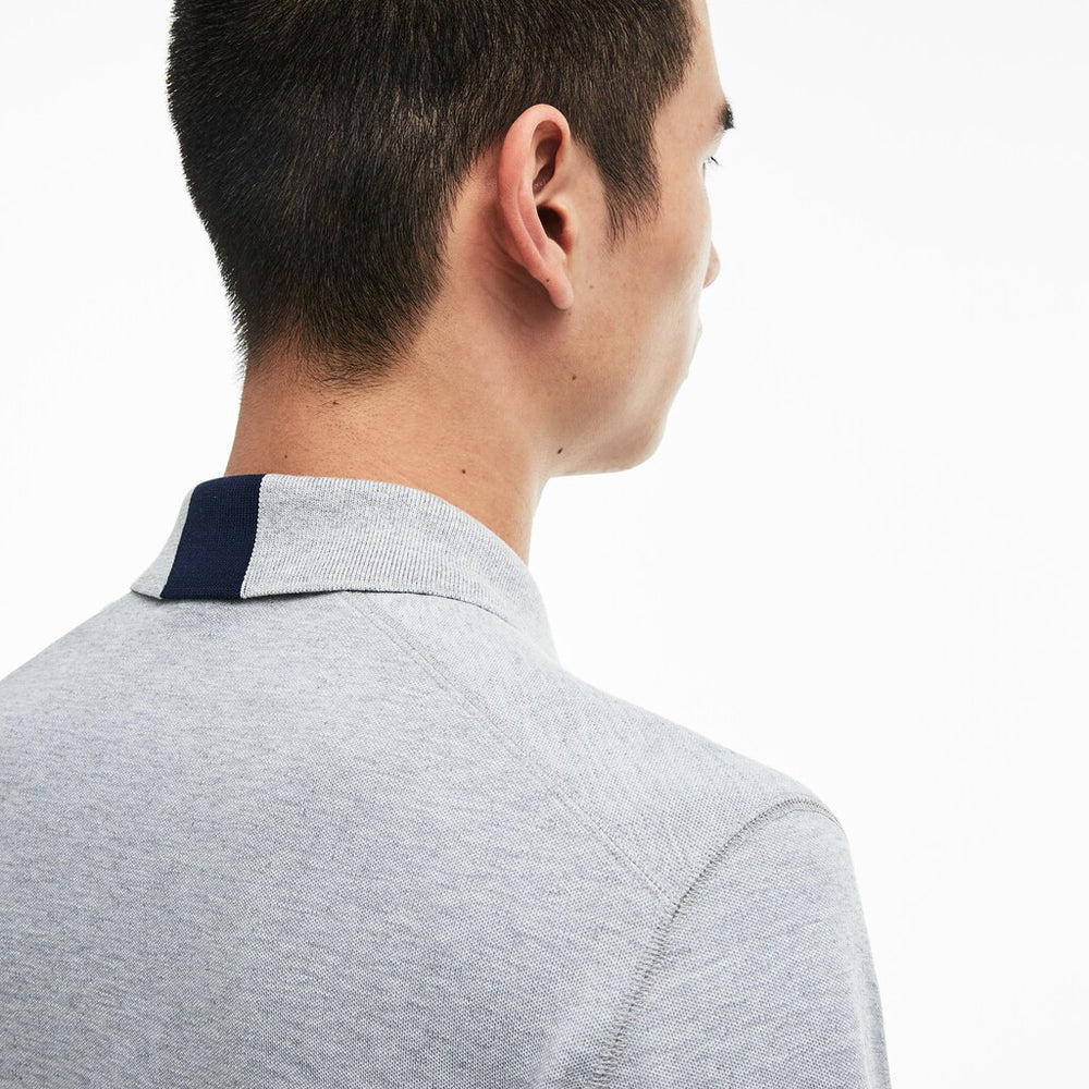 Mens   Motion Regular Fit Technical Petit Piqué Polo | Lacoste Grey / Navy Blue / Red • Dsq