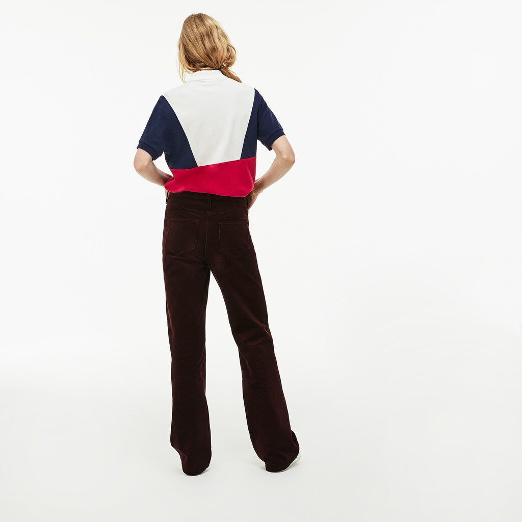 Womens Wo  Zip Neck Colorblock Terrycloth Piqué Polo | Lacoste White / Navy Blue / Red • Av3