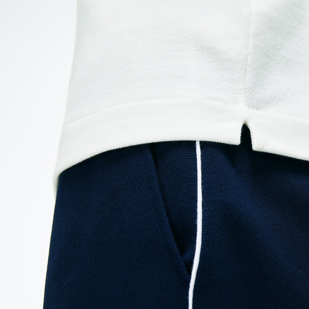 Mens   Regular Fit Striped Accents Petit Piqué Polo | Lacoste White / Navy Blue / Green • C06