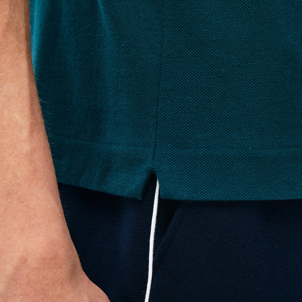 Mens   Regular Fit Striped Accents Petit Piqué Polo | Lacoste Green / Navy Blue / White • Dyx