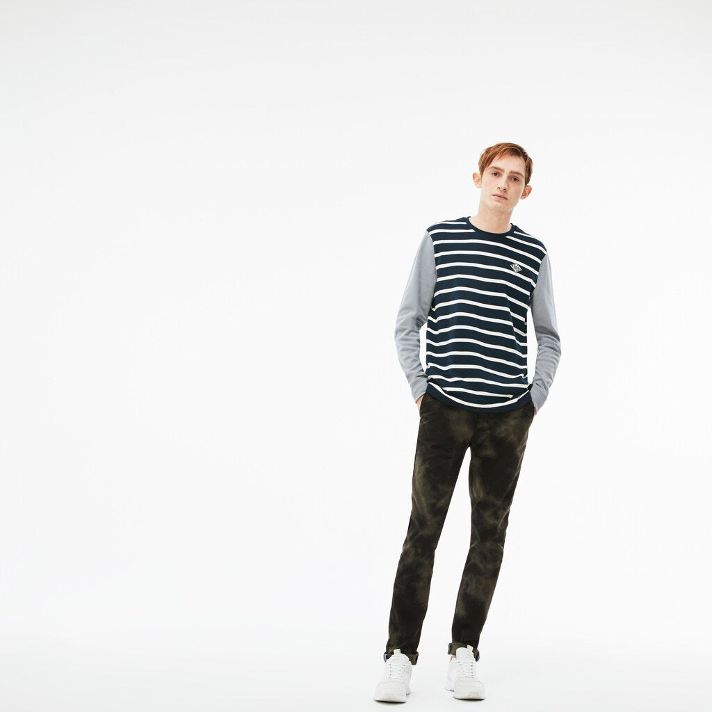 Mens   LIVE Print Stretch Cotton Twill Chino Pants | Lacoste Khaki Green / Black • Mr5