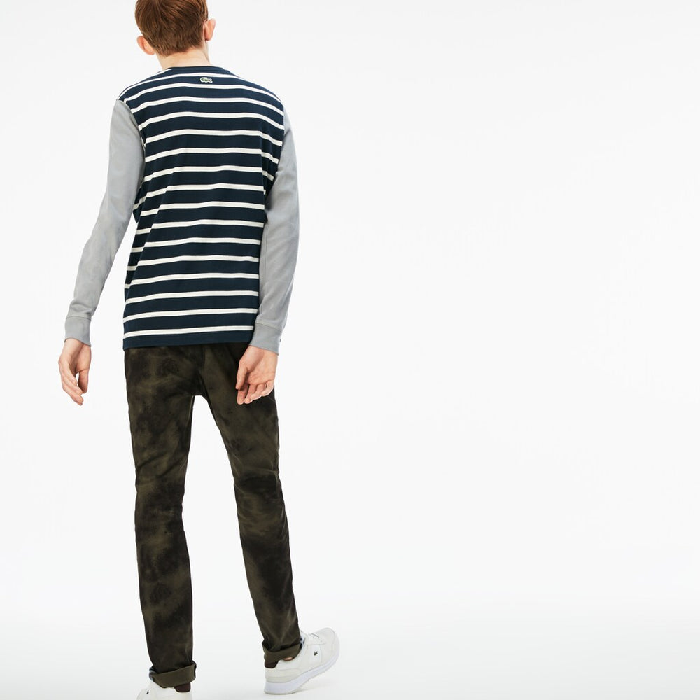 Mens   LIVE Print Stretch Cotton Twill Chino Pants | Lacoste Khaki Green / Black • Mr5