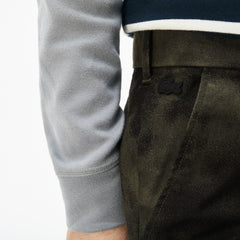 Mens   LIVE Print Stretch Cotton Twill Chino Pants | Lacoste Khaki Green / Black • Mr5