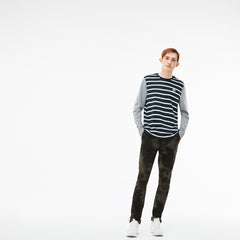Mens   LIVE Print Stretch Cotton Twill Chino Pants | Lacoste Khaki Green / Black • Mr5