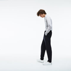 Mens   Motion Pleated Stretch Wool Twill Chino Pants | Lacoste Navy Blue • Mxq