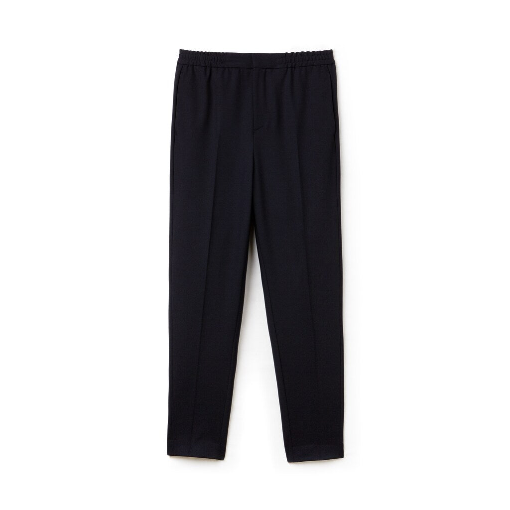 Mens   Motion Pleated Stretch Wool Twill Chino Pants | Lacoste Navy Blue • Mxq