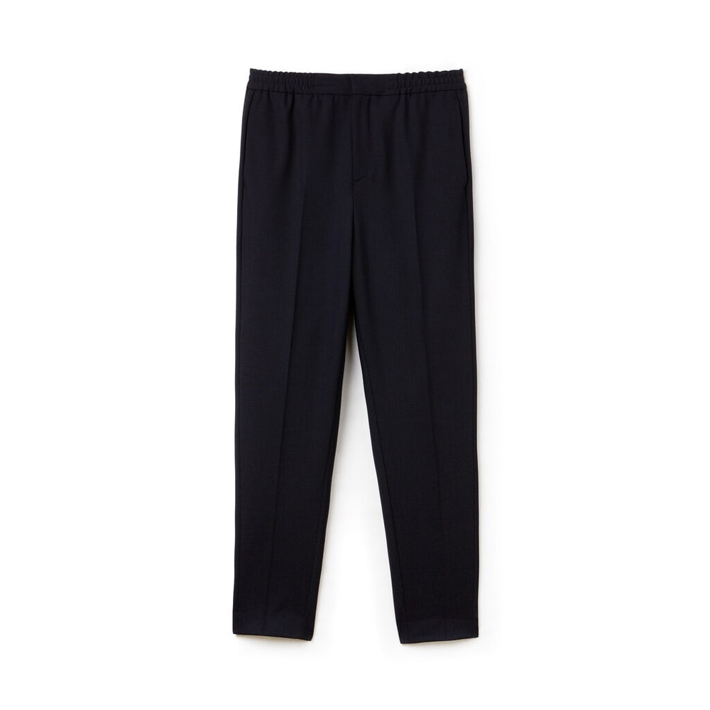 Mens   Motion Pleated Stretch Wool Twill Chino Pants | Lacoste Navy Blue • Mxq