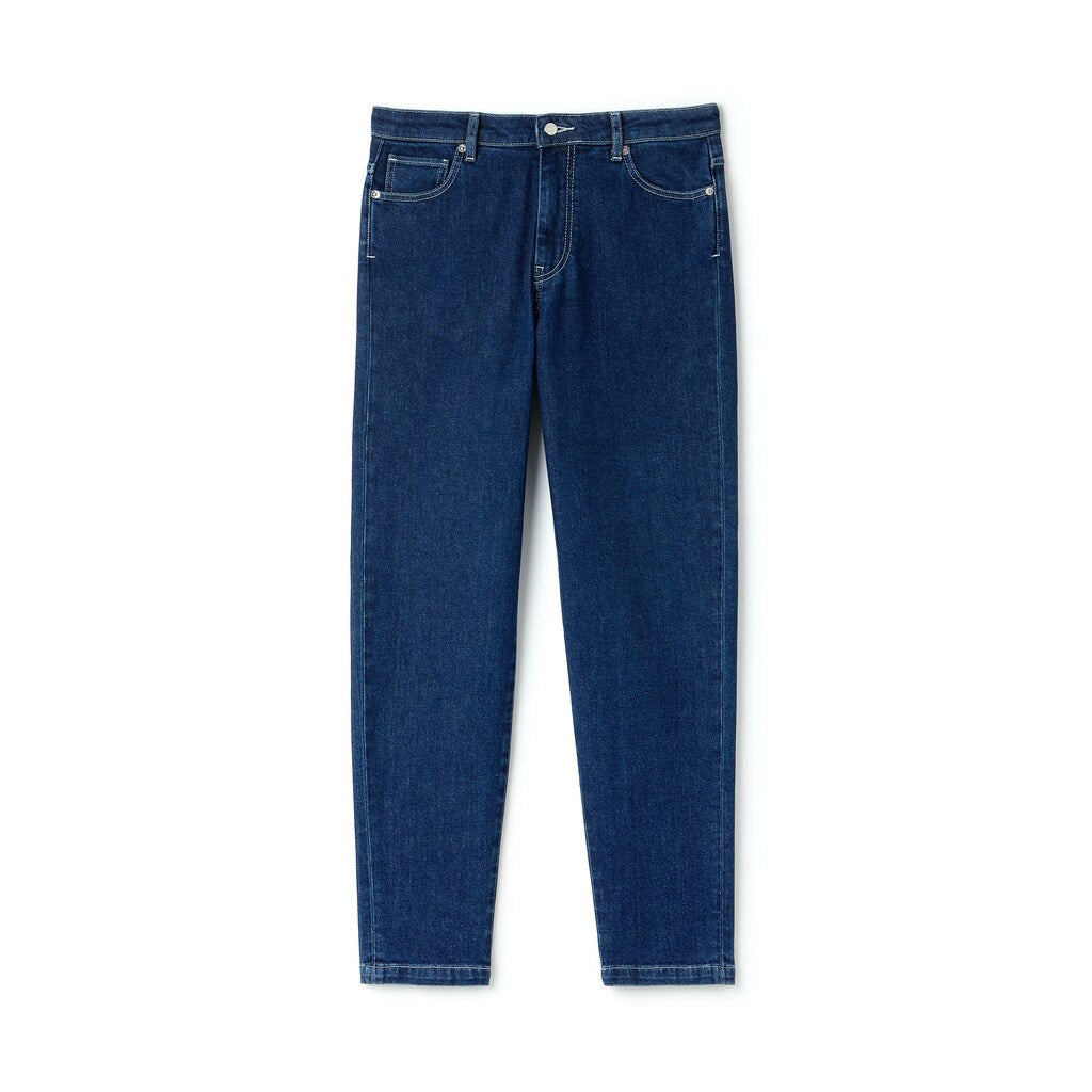 Womens Wo  Regular Fit Stretch Cotton Denim Carrot Pants | Lacoste Blue Chine • 36L