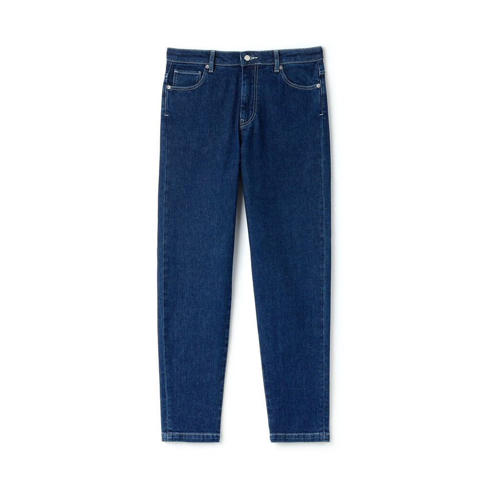Womens Wo  Regular Fit Stretch Cotton Denim Carrot Pants | Lacoste Blue Chine • 36L